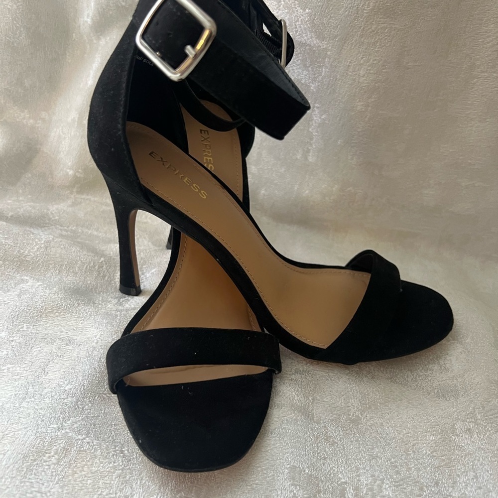 Express Black Suede Heels with Stiletto Design - Picture 6 of 9
